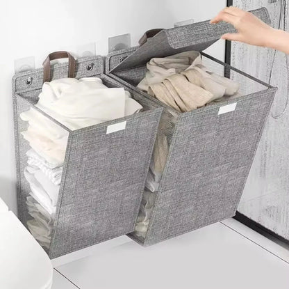 Laundry Basket Wall-Mounted Foldable Mesh No-Drill