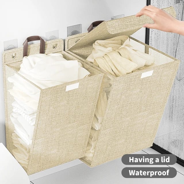 Laundry Basket Wall-Mounted Foldable Mesh No-Drill