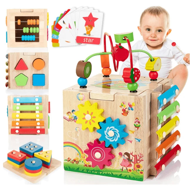 Learning Cube 8-in-1 Rubberwood Educational Activities