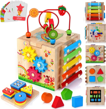 Learning Cube 8-in-1 Rubberwood Educational Activities