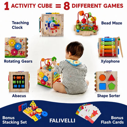 Learning Cube 8-in-1 Rubberwood Educational Activities
