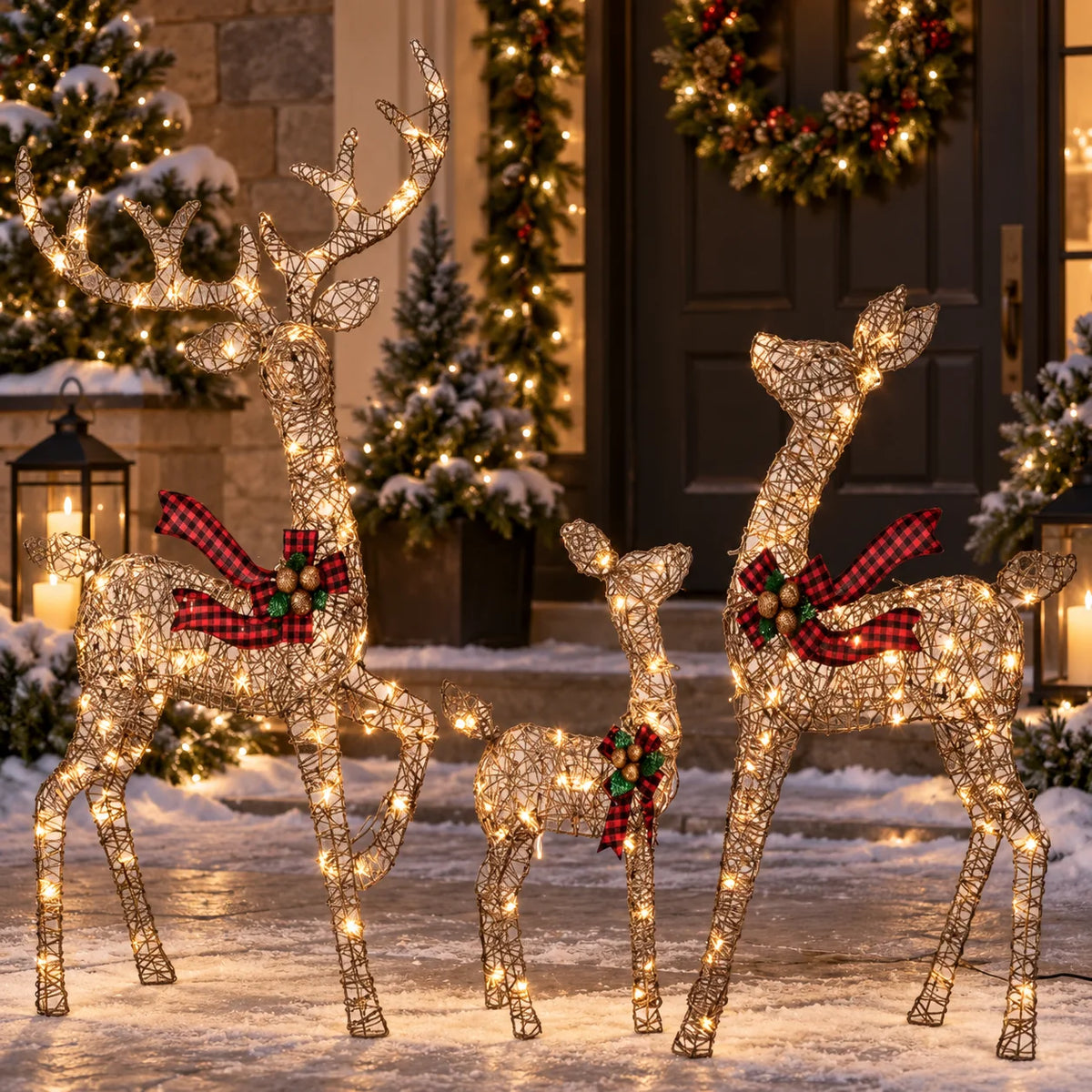 Lighted Reindeer Set Three-Piece Warm White LED
