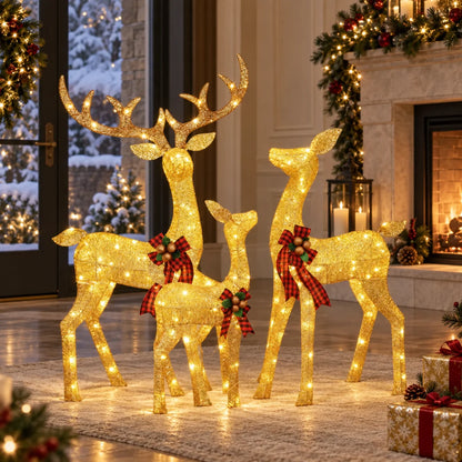 Lighted Reindeer Set Three-Piece Warm White LED