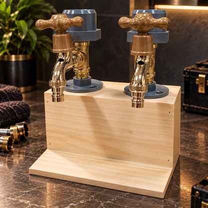 Liquor Dispenser Rustic Wood & Metal Taps