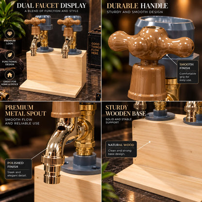 Liquor Dispenser Rustic Wood & Metal Taps