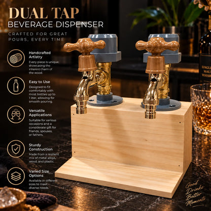 Liquor Dispenser Rustic Wood & Metal Taps