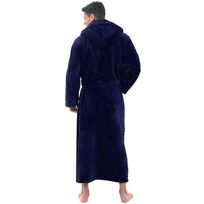 Lounge Robe Long Hooded Flannel