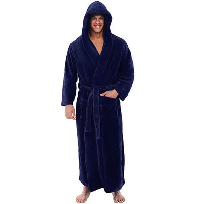 Lounge Robe Long Hooded Flannel