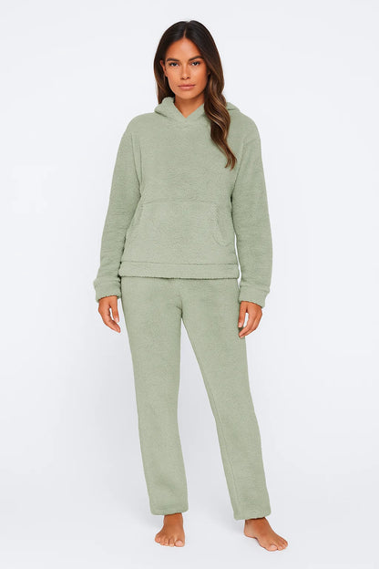 Loungewear Set Teddy Fleece Hoodie & Pants Relaxed Fit