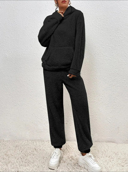Loungewear Set Teddy Fleece Hoodie & Pants Relaxed Fit