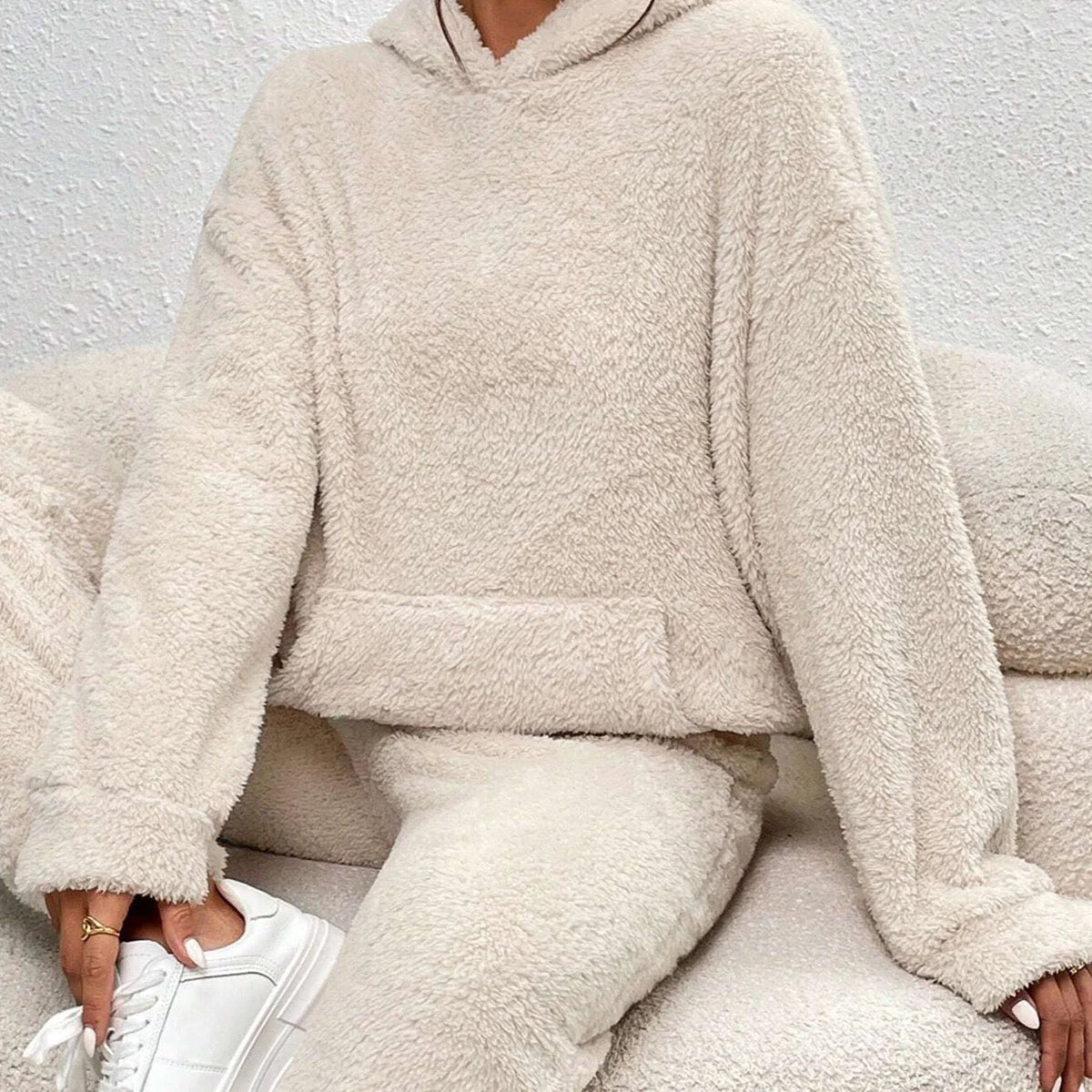Loungewear Set Teddy Fleece Hoodie & Pants Relaxed Fit
