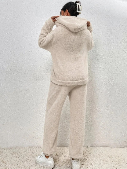 Loungewear Set Teddy Fleece Hoodie & Pants Relaxed Fit