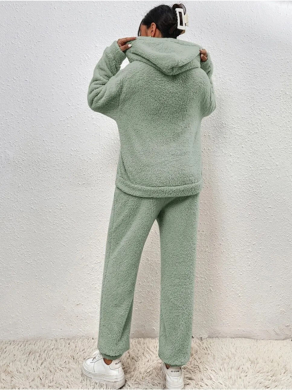 Loungewear Set Teddy Fleece Hoodie & Pants Relaxed Fit