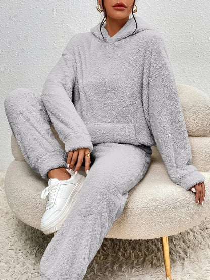Loungewear Set Teddy Fleece Hoodie & Pants Relaxed Fit