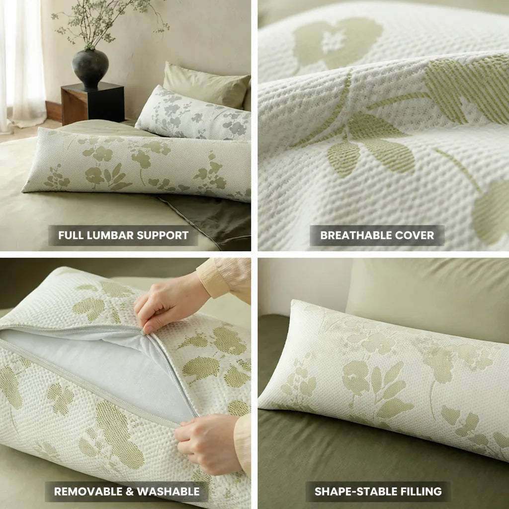 Lumbar Pillow Extra-Long Support & Breathable Jacquard Cover