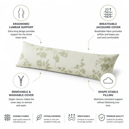 Lumbar Pillow Extra-Long Support & Breathable Jacquard Cover