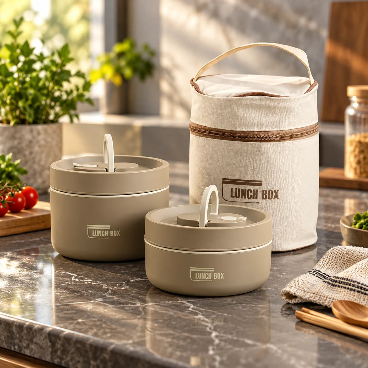 Lunch Container Set Stainless Steel Leakproof Silicone-Sealed Lids