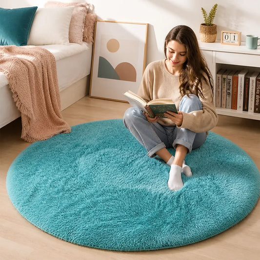 Machine Washable Non-Slip Fluffy Round Rug