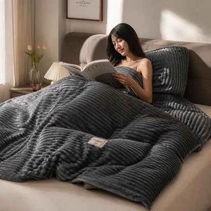 Machine-Washable Velvet Fleece Duvet Cover