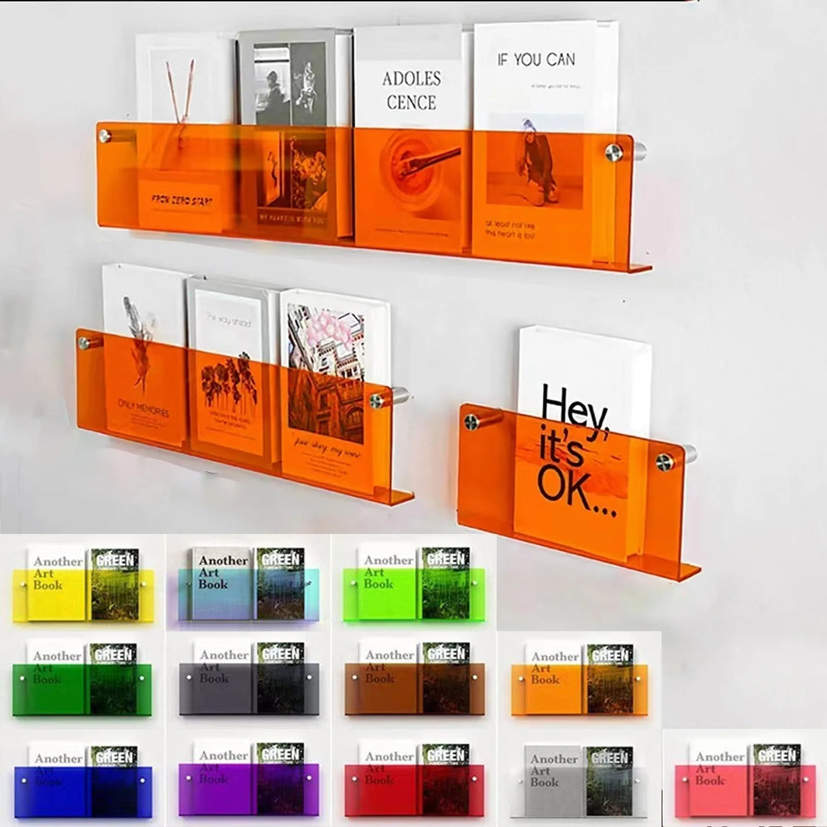 Magazine Holder Wall Shelf Clear Acrylic Space-Saving Wall-Mounted Display