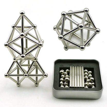 Magnetic Building Set Strong Magnets Rods & Steel Balls