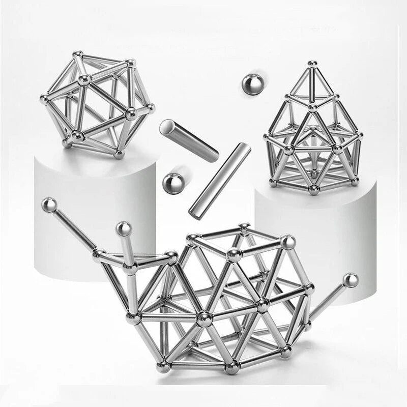 Magnetic Building Set Strong Magnets Rods & Steel Balls