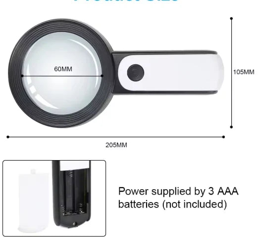 Magnifying Glass 30X With 12 LED Lights Ergonomic Handle