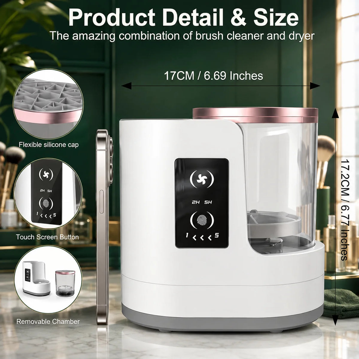 Makeup Brush Cleaner Automatic Wash & Air-Dry USB-Powered