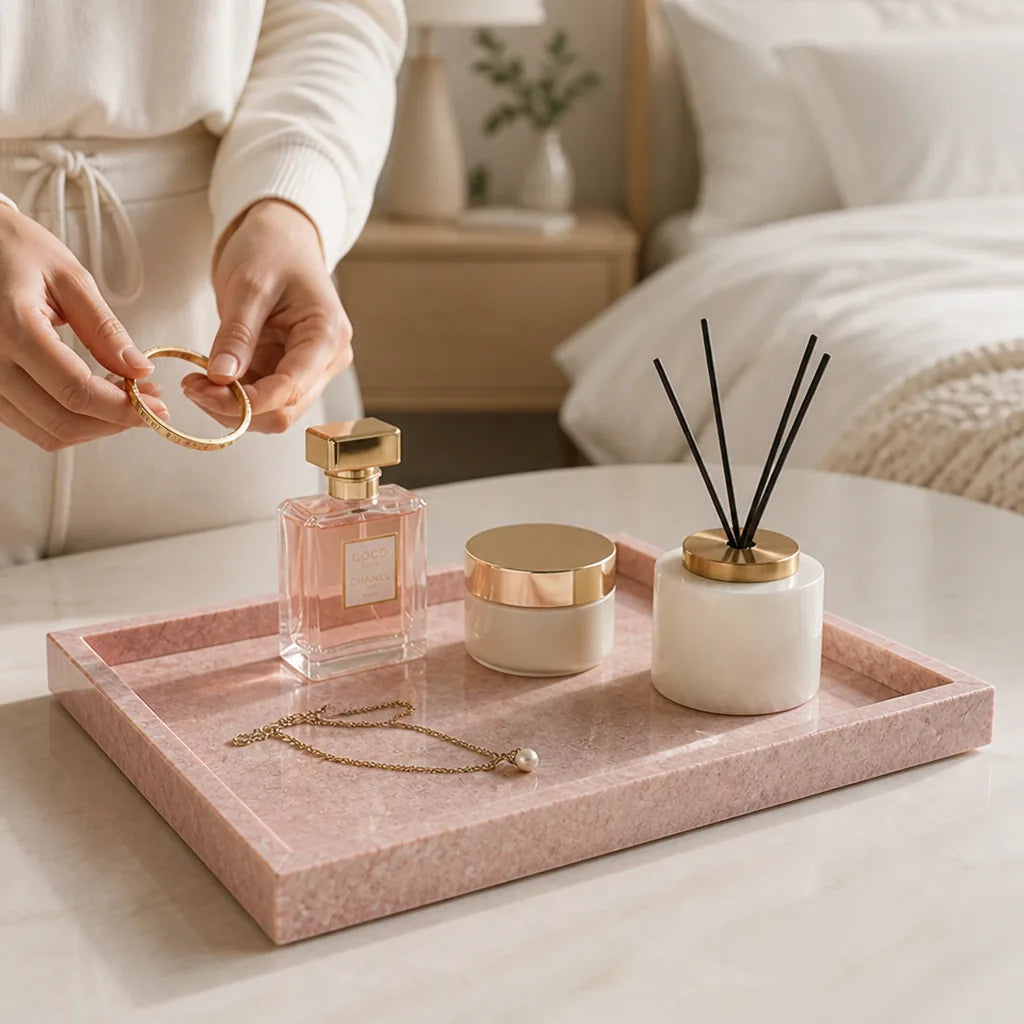 Marble Tray Natural Hand-Polished Jewelry & Serving