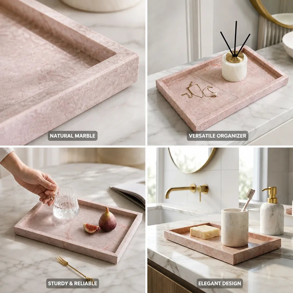 Marble Tray Natural Hand-Polished Jewelry & Serving