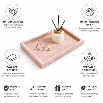 Marble Tray Natural Hand-Polished Jewelry & Serving