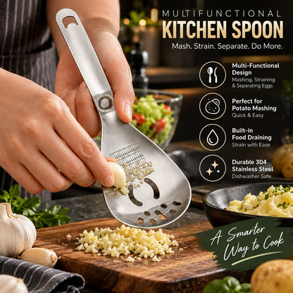 Masher & Strainer Spoon Stainless Steel Multipurpose Ergonomic Handle