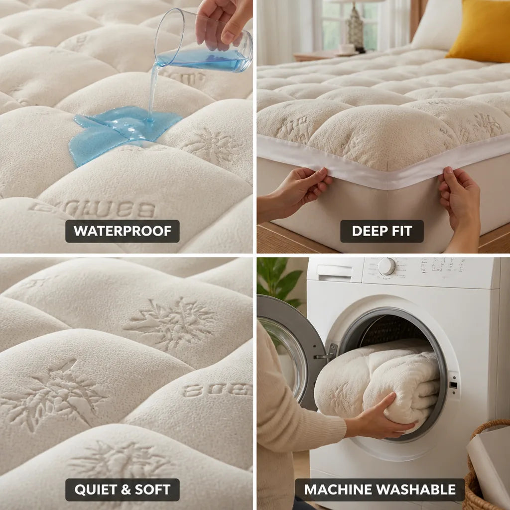 Mattress Protector Waterproof TPU Quiet Microfiber Deep-Fit