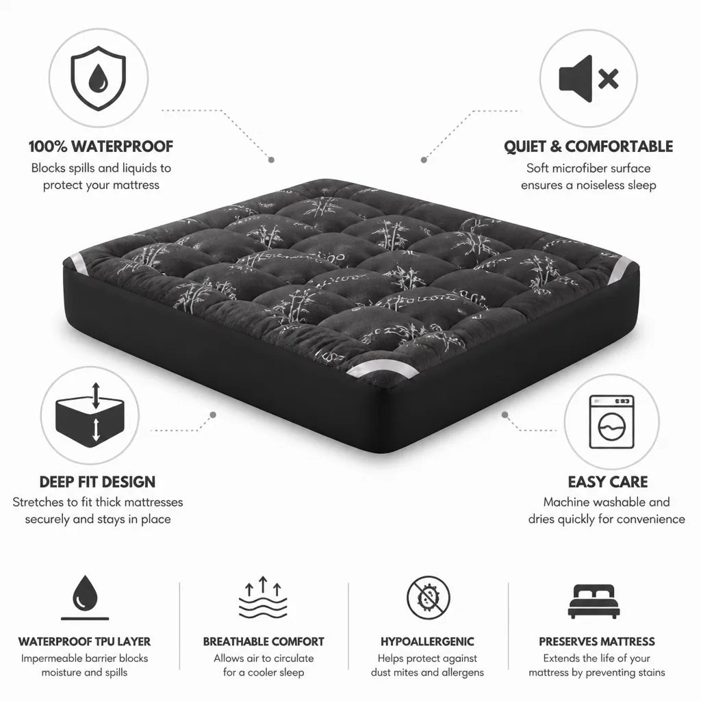 Mattress Protector Waterproof TPU Quiet Microfiber Deep-Fit