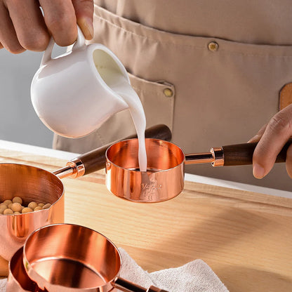 Measuring Spoons & Cups Set Stainless Steel Oak Handles