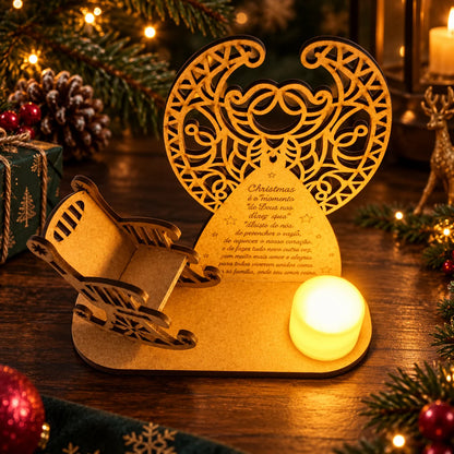 Memorial Ornament Rustic Rocking Chair & Candle Holder