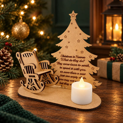 Memorial Ornament Rustic Rocking Chair & Candle Holder