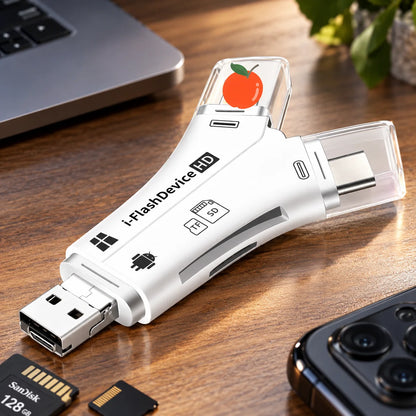Memory Card Reader 4-in-1 SD & MicroSD Plug-and-Play