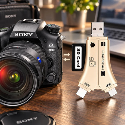 Memory Card Reader 4-in-1 SD & MicroSD Plug-and-Play