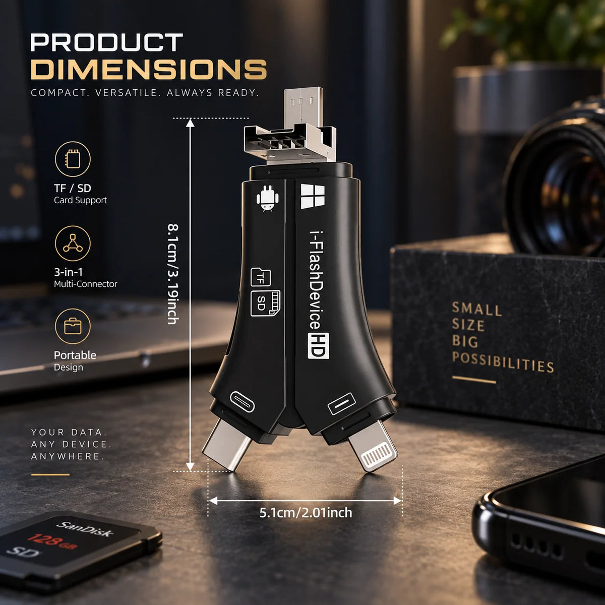 Memory Card Reader 4-in-1 SD & MicroSD Plug-and-Play