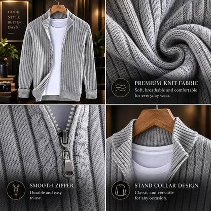 Men's Cardigan Full-Zip Slim Fit Soft Knit