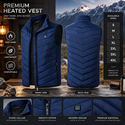 Men's Heated Vest USB-Powered Rapid Heating Wind-Resistant