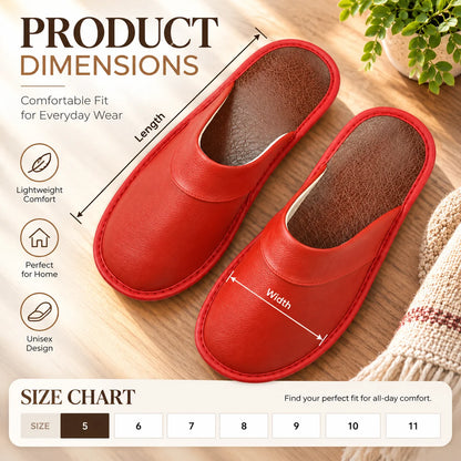 Men's House Slippers Leather-Look Soft Lining Non-Slip Sole