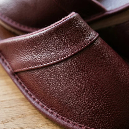 Men's House Slippers Leather-Look Soft Lining Non-Slip Sole