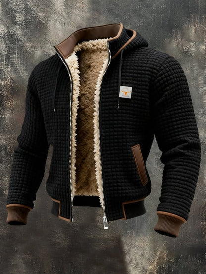 Men's Jacket Quilted Fleece-Lined Windproof Fit