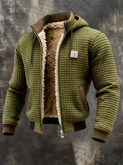 Men's Jacket Quilted Fleece-Lined Windproof Fit