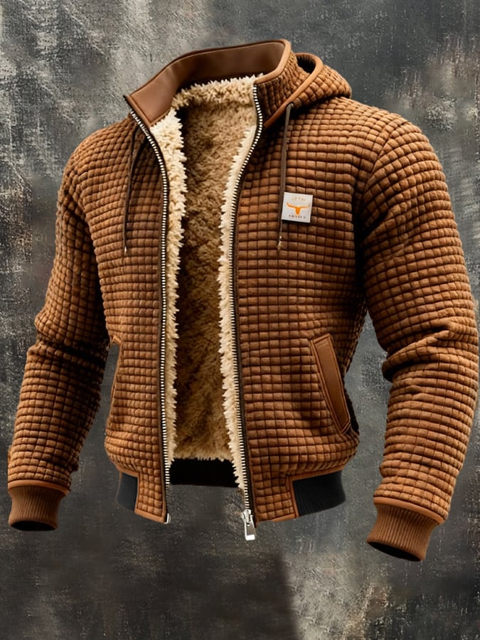 Men's Jacket Quilted Fleece-Lined Windproof Fit