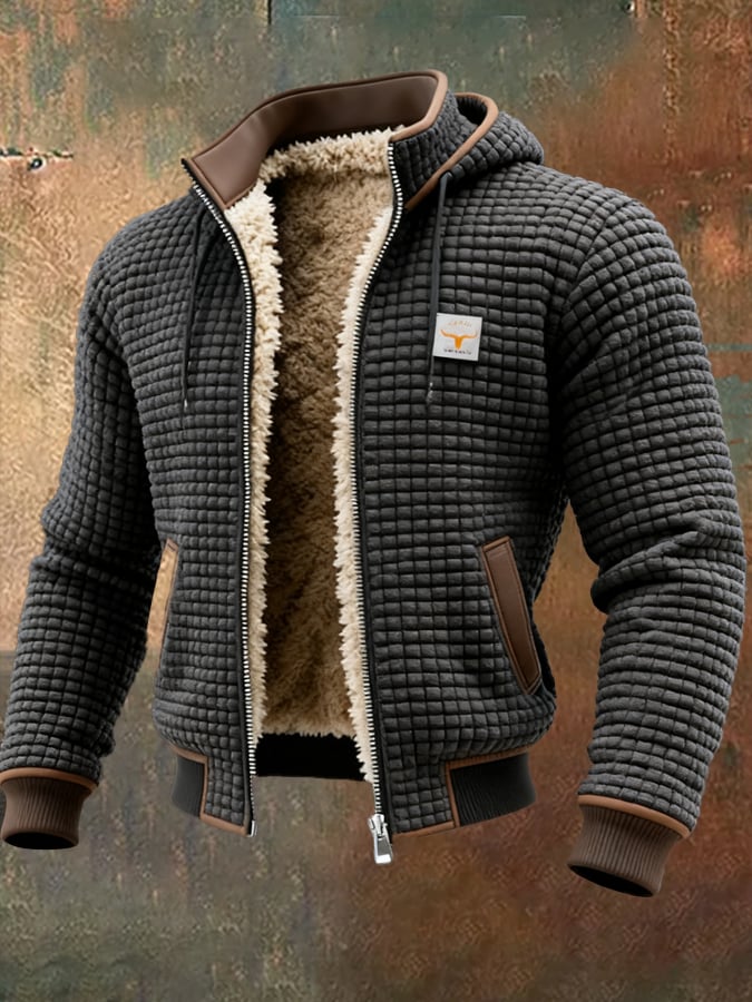 Men's Jacket Quilted Fleece-Lined Windproof Fit