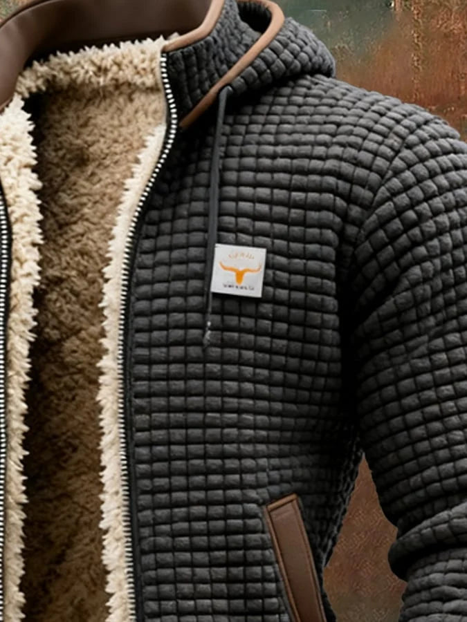 Men's Jacket Quilted Fleece-Lined Windproof Fit