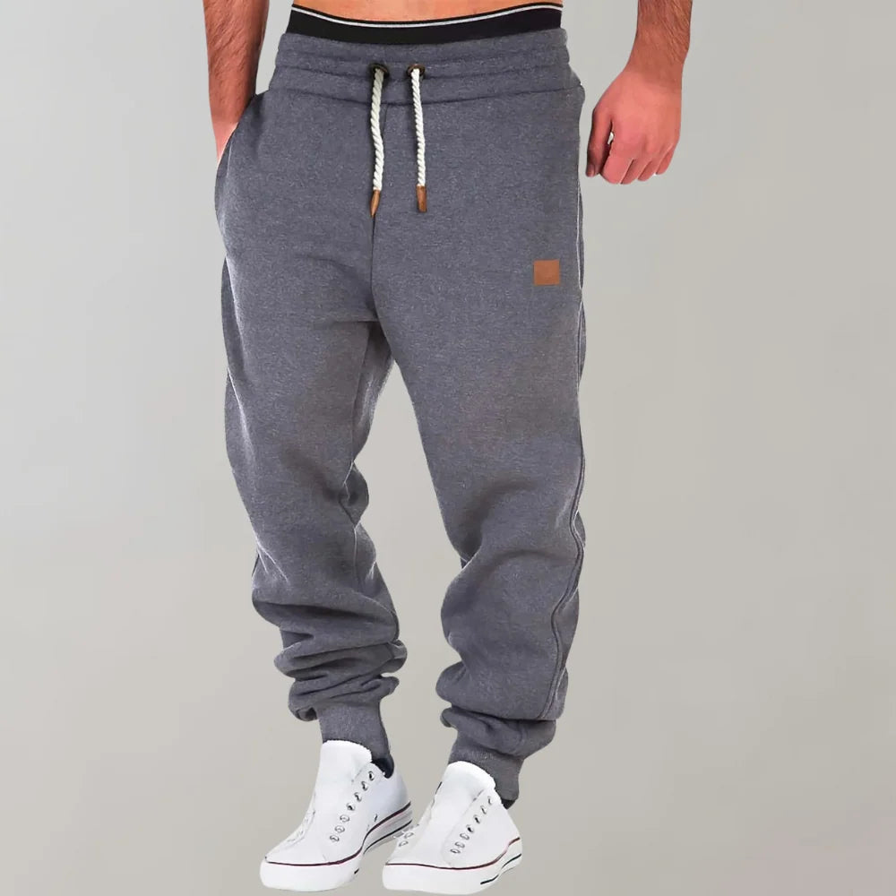 Men's Jogging Pants Soft Breathable Fabric Elastic Waistband & Drawstring